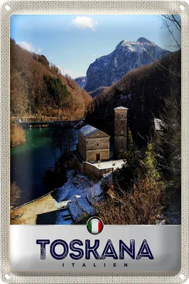 Produktbild von Blechschild Reise 18x12cm Toskana Italien Architektur Berge