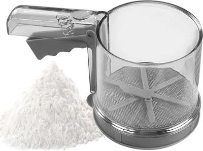 Produktbild von Mehlsieb 3 Tassen, Edelstahl Doppelsieb, Puderzuckerstreuer Für Backen Und Feinmehl