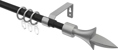 Produktbild von Interdeco Gardinenstange ausziehbar / Teleskop-Vorhangstange Schwarz / Silbergrau, Typ Hera Lily (Lilie), 16/13 mm Ø 1-läufig, 70-120 cm ausziehbar