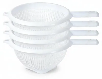 Immagine prodotto di Set 4 Scolapasta / Colino con Manico Hemax 26,5 cm.Colore:Bianco