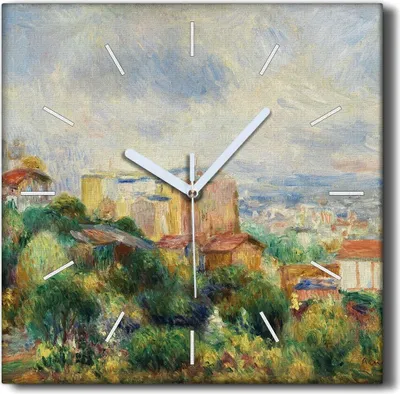 Produktbild von Coloray Hodiny Unikátní 30x30 cm  Tiché hodiny Pro obývací pokoj a kuchyň Nástěnné hodiny Plátno Černé ručičky hodin - Pohled na Montmartre