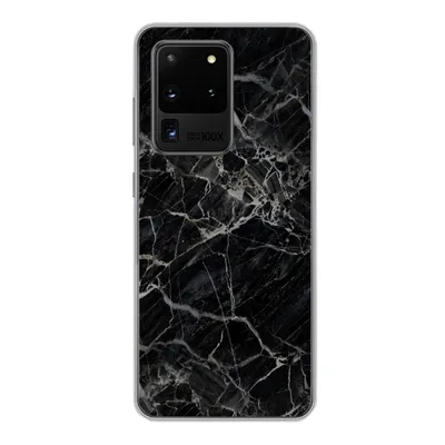 Produktbild von MuchoWow® Handyhülle Schutzhülle Hülle für Samsung Galaxy S20 Ultra Marmor - Schwarz - Weiß Silikon Softcase Handy Hülle - Karteninhaber