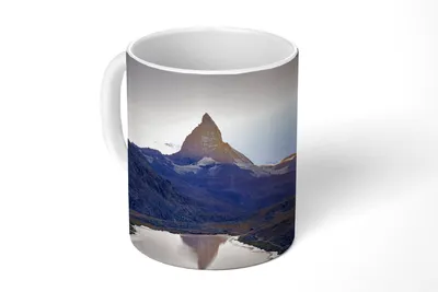 Obrázek produktu pro MuchoWow® Šálek na kávu Šálek na kávu Hrnek na kávu 350 ml Matterhorn a Riffelsee při východu slunce ve ŠvýcarskuŠálek na čaj - Foto hrnek