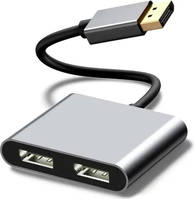 Obrázek produktu pro Adaptér rozbočovače DisplayPort, umožňující připojení jednoho vstupu DisplayPort k dvěma výstupům DisplayPort, s podporou rozlišení 4K při 60 Hz (MST)