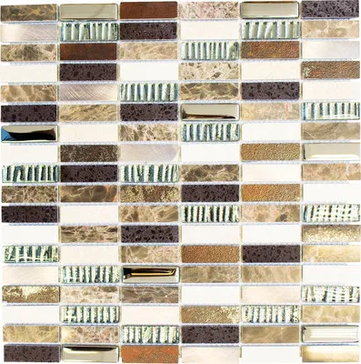 Produktbild von Glasmosaik mit Naturstein XCM SM48 braun 29,8x30,4 cm