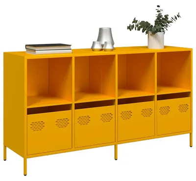 Zdjęcie produktu dla vidaXL Kredens żółty musztardowy 135x39x73,5 cm Stal walcowana na zimno