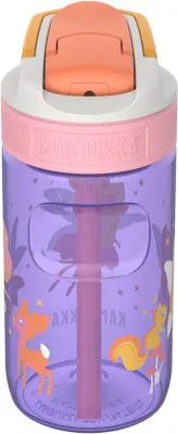 Produktbild von Famanu Wasserflasche für Kinder mit Strohhalm 400ml - Leckfrei und Spülmaschinenfest