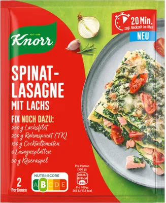 Produktbild von Knorr Fix Spinatlasagne mit Lachs (40g Packung)