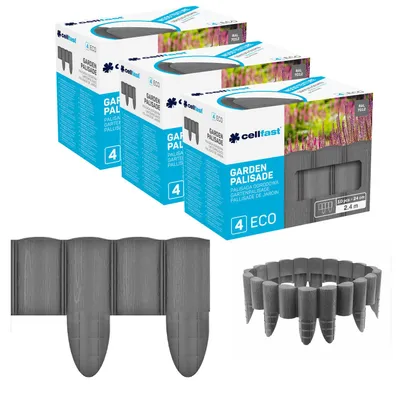 Produktbild von Cellfast-Gartenzaun Holzoptik frostbeständig Länge 7,2 m Farbe Graphit 34-054