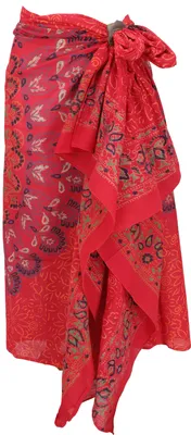 Produktbild von Leichter Mandala Pareo Schal, Sarong, Handbedrucktes Baumwolltuch, Wandbehang - Modell 9, Uni, Rot, Baumwolle, 160*100 cm, Sarongs & Tücher