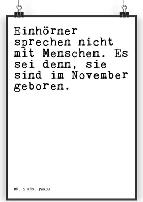 Produktbild von Mr. & Mrs. Panda Bild Einhörner sprechen nicht mit... DIN A4 - Weiß - Geschenk, Sprüche, Wandbild, wanddeko, Einhorn, Freundin, Kunstdruck, lustiger Spruch, drucke