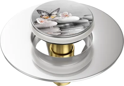 Produktbild von SANILO® Pop-Up Waschbeckenstöpsel, universal Pop Up Abflussstopfen mit Motiv - Vanesa