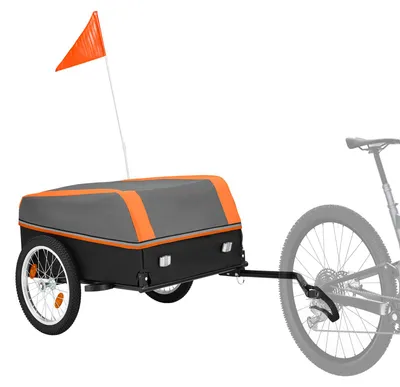 Produktbild von VEVOR Fahrradanhänger Lastenanhänger Transportwagen Faltbar 40 kg Tragkraft, Kohlenstoffstahl & 600D Oxford, Mit Regenschutz Reflektoren & Fahne, Für 22-28 Zoll Räder, Fahrradwagen für Einkauf Camping