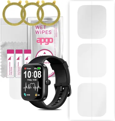 Produktbild von apgo 3 Stück Schutzfolie, klar, kompatibel mit Gydom ID207  Smartwatch, Hydrogel Displayschutzfolie mit Positionierhilfe, Displayfolie, robust und kratzfest