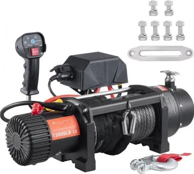 Image de Treuil tout-terrain 12 V avec câble en nylon et capacité de traction de 13 000 lb