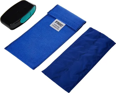 Produktbild von FRIO DOPPEL Diabetiker Insulin Kühltasche 18 x 8 cm mit MySharps Box | Für bis zu 2 Insulin Pens | Kühlt mit Wasser | Box für e Nadeln
