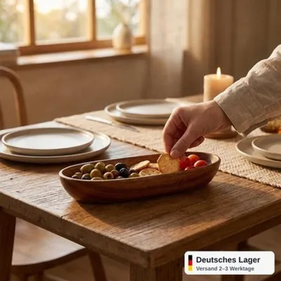 Produktbild von Holzschale Akazienholz 25x8,5x4,5cm Servierschale Snackschale Tisch Deko