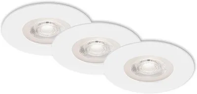 Immagine prodotto di Lampade da incasso a LED dimmerabili, set da 3, IP44, 5 W, bianco, plastica, Ø 6,8 cm Briloner