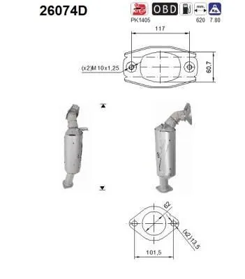 Produktbild von AS Katalysator Kat für MITSUBISHI PAJERO IV (V8W, V9W) Euro 5 26074D