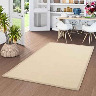 Produktbild von Sisalteppich Natura Creme Mix Bordüre Beige, Größe:150x150 cm