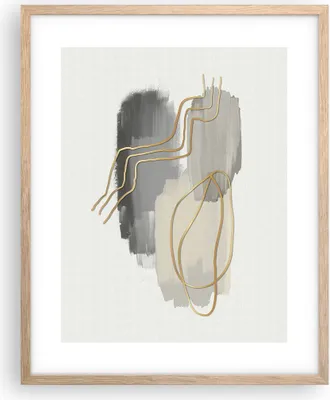 Produktbild von Gerahmtes Poster - Rahmen in heller Eiche - Abstraktion Stück Gold - 40x50 cm - Wand Bild - Wanddeko - Wandbilder - Wandposter - Bilderrahmen - Bilder - Kunstdruck - Wandbild - P2NPA40x50-4149