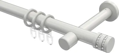 Produktbild von Interdeco Gardinenstange / Vorhangstange Weiß, Typ Prestige Estana (Glitzerkappe), 20 mm Ø 1-läufig, 220 cm