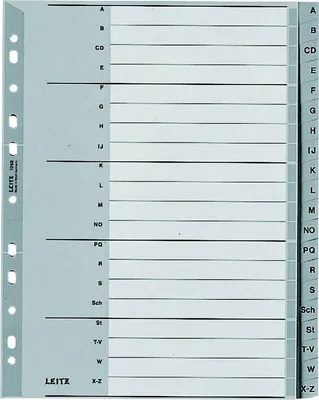 Produktbild von Register A4 A-Z PP grau Packung mit 20 Stück