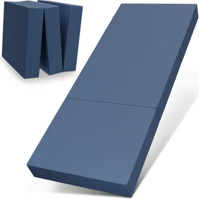 Produktbild von ELONEO Klappmatratze, Gästematratze, 3-teilige Faltmatratze, Schaumstoff extra dick (15cm), waschbar, Bandscheibenwürfel, klappbar, Faltbare Matratze, Erwachsene (Blau, 75 x 195 x 15 cm)