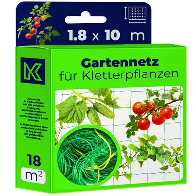 Produktbild von KADAX Ranknetz 1,8 x 10 m, Rankhilfe für Kletterpflanzen, Tomaten & Gurken, Pflanzennetz, Tomatennetz, Rankgitter für Gewächshaus, Gurkennetz, Pflanzen Netz