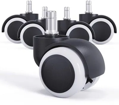 Productafbeelding van 5 Draaistoelwielen voor Harde Vloeren - 11 mm/50 mm - Set van 5 - Stille en Duurzame Wieltjes voor Bureaustoelen