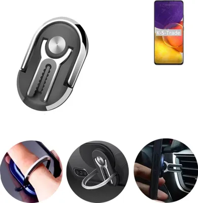 Produktbild von K-S-Trade 3in1 Smartphone-Ring Handy-Ring kompatibel mit Samsung Galaxy Quantum2 Fingerhalterung  Handyring Tischständer Lüftungsgitter-Halterung