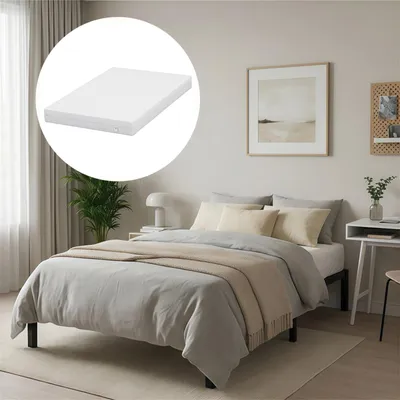 Produktbild von Metallbett Bettrahmen mit Matratze 90 x 200 cm, Bettgestell Doppelbett Gästebett mit Lattenrost für Schlafzimmer Gästezimmer