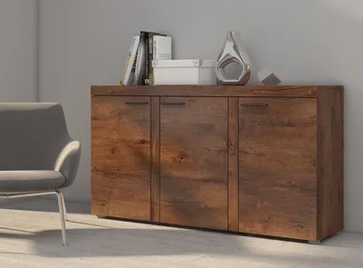 Produktbild von Kommode RUMBA 3D mit 3 Türen 149x82x41 Wohnzimmer Sideboard Eiche Lefkas