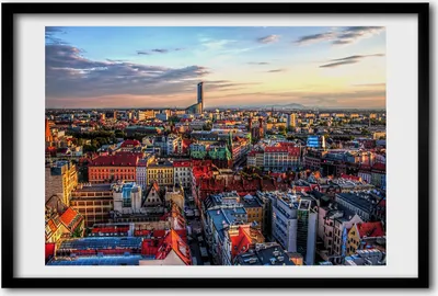 Produktbild von Bild 60x40 MDF-Rahmen, Wandkunst Panorama Wroclaw