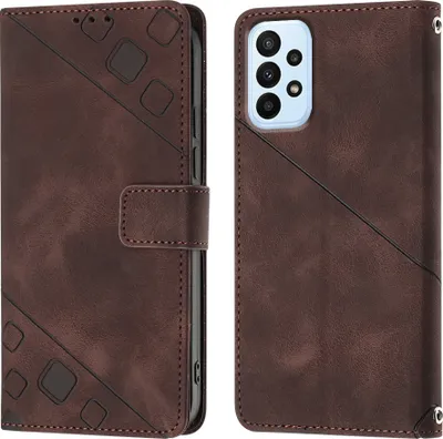 Produktbild von Hülle für Samsung Galaxy A13 4G Prägung Flip Leder Brieftasche Schutzhülle mit Ständer Braun