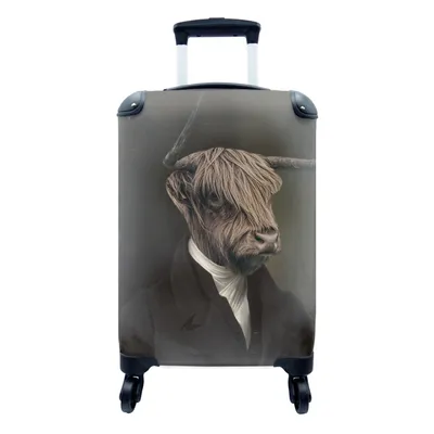 Produktbild von MuchoWow® Koffer Handgepäck Trolley Rollkoffer Kleine Reisekoffer mit 4 Rollen - Schottischer Highlander - Alte Meister - Kunst - Cabin Size < 55x40x23 cm & 55x40x20 cm - Fotokoffer - Kabinenkoffer - Boardgepäck - Reise-Box - Reisekoffer - Reisegepäck - Koffer mit Bild - Trolley für Kinder