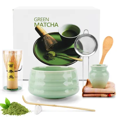 Produktbild von Matcha Set 8-teilig, mit Matcha-Klopfer, Schale, Löffel, Teetuch, für die Zubereitung