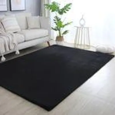 Produktbild von Hochflor Teppich Wohnzimmer Einfarbig Fellimitat flauschig weich kuschelig Pastell Töne, Größe: 240 x 340 cm, Farbe: Schwarz