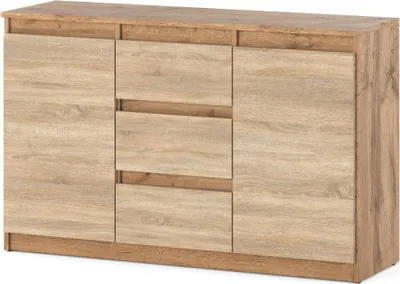 Zdjęcie produktu dla Komoda Nowoczesna Do Sypialni Agnes 3 Szuflady Rtv 120Cm Dąb Wotan Sonoma