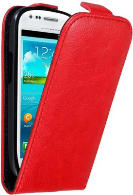 Produktbild von Cadorabo Hülle für Samsung Galaxy S3 MINI Schutz Hülle in Rot Flip Etui Handyhülle Case Cover