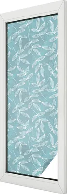 Obrázok produktu pre Vitrážová fólia na okno - 146x50 cm - vitrážový vzor - nepriehľadná dekoratívna fólia na ochranu súkromia - samolepiaca, UV ochrana - listová elegancia