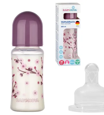 Produktbild von BabyNova PP Babyflasche Weithals Anti-Kolik 300ml Lila
