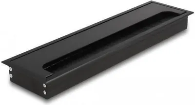 Produktbild von DeLOCK Kabeldurchführung für Tischeinbau mit Bürste 300 x 80 x 28 mm schwarz, 1 Stück(e), Aluminium, Schwarz