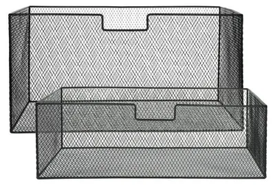 Produktbild von Pomax Eszential 2er-Set Korb aus Metall, Schwarz, L 55/56 x B 29/30 x H 17,5/27,5 cm