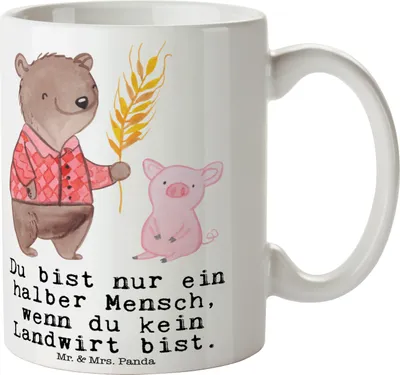 Produktbild von Mr. & Mrs. Panda haferl Landwirt Herz - Weiß - Geschenk, Spruch, Becher, Tasse, Kaffeebecher, Bauernhof, Tierwirt, Lustig, Farmer, Kaffeetasse, Trinkbecher