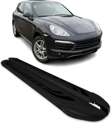 Image de Marchepieds Latéraux pédale pour Porsche Cayenne 2010-2017 Aluminium Noir 2Pcs