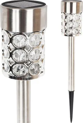 Zdjęcie produktu dla Multikolorowa Srebrna Lampa Ogrodowa Solarna LED 37x6 cm ze Stali Nierdzewnej