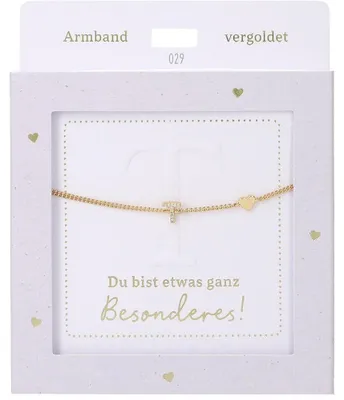 Produktbild von Depesche Armband Gold mit T-Anhänger und Herz, Geschenk für Mädchen