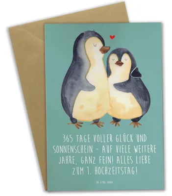 Produktbild von Mr. & Mrs. Panda Glückwunschkarte 1. Hochzeitstag Papierhochzeit - Meeresbrise - Geschenk, weihnachtskarten, Liebe, hochzeitskarten, Heirat, Geschenke, einladungskarten