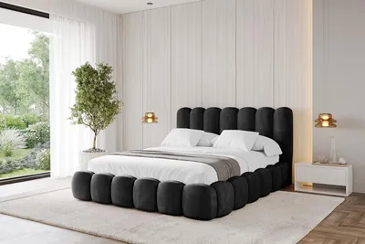 Produktbild von ALTDECOR Polsterbett mit Bettkasten und Lattenrost, Bett mit Kopfteil, Boxbett ohne Matratze, Doppelbett mit Stauraum - SENA 180x200 Schwarz